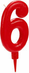 Kaars Rood Verjaardag Cijfer 6 (12 Stuks)