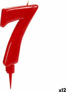 Kaars Rood Verjaardag Cijfer 7 (12 Stuks)