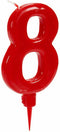 Kaars Rood Verjaardag Cijfer 8 (12 Stuks)