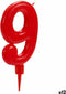 Kaars Rood Verjaardag Cijfer 9 (12 Stuks)