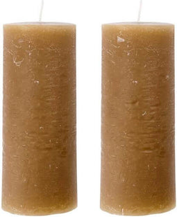 Kaars Rustic camel 15cm - 2 stuks