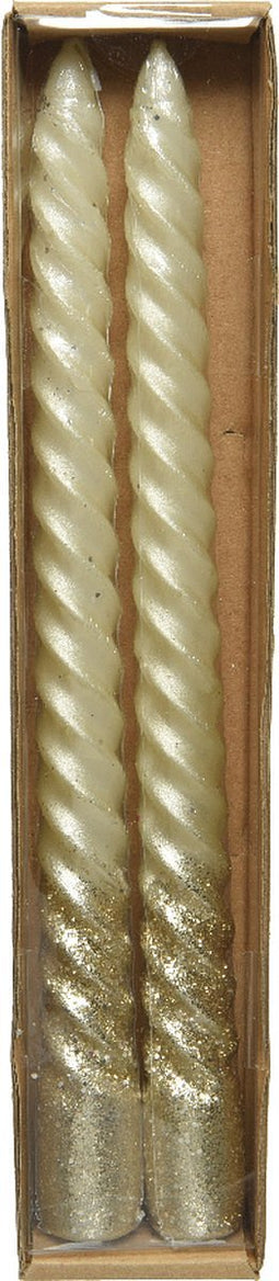 Kaars wax d2.20h23 cm creme 2st kerst