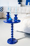 Kaarsenhouder set van 3 yack - blauw - 10x10x19 cm