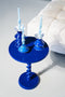 Kaarsenhouder set van 3 yack - blauw - 10x10x19 cm