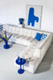 Kaarsenhouder set van 3 yack - blauw - 10x10x19 cm