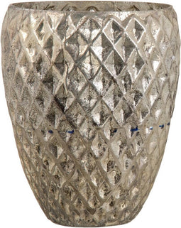 Kaarshouder 13 x 13 x 18 cm Kristal Gouden