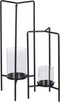 Kaarshouder 18,5 x 16,5 x 50 cm Kristal Zwart Metaal (2 Stuks)