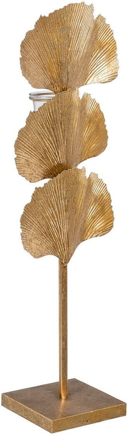 Kaarshouder 19 x 14 x 63 cm Kristal Gouden Metaal
