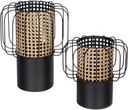 Kaarshouder 23 x 23 x 28 cm Natuurlijk Zwart Metaal