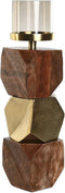 Kaarshouder DKD Home Decor 10 x 10 x 40,5 cm Kristal Gouden Bruin Aluminium Mangohout