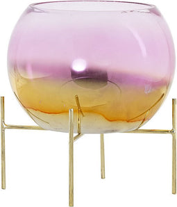 Kaarshouder DKD Home Decor 8424001830619 Roze Gouden Metaal Kristal 19 x 19 x 20,5 cm