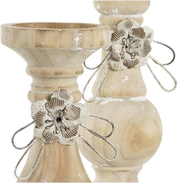 Kaarshouder DKD Home Decor Hout (9,5 x 9,5 x 28 cm) (2 Onderdelen)