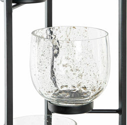 Kaarshouder DKD Home Decor Kristal Zwart Transparant 18 x 18 x 76 cm Ijzer