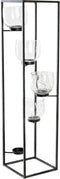 Kaarshouder DKD Home Decor Kristal Zwart Transparant 18 x 18 x 76 cm Ijzer