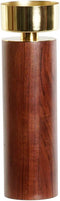 Kaarshouder Home Esprit Bruin Gouden Aluminium Acacia 8 X 8 X 27 Cm
