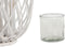 Kaarshouder Home ESPRIT Wit vlechtwerk Kristal 34 x 34 x 80 cm