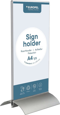 Kaarthouder Europel - T-standaard - 1/3 A4 – 99 x 210 mm – Acryl en aluminium
