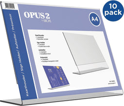 Kaarthouder L-standaard OPUS 2 A4 liggend acryl - 10 stuks