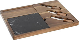 Kaasplank DKD Home Decor Zwart Bruin Marmer Acacia (36 x 27 x 2 cm)
