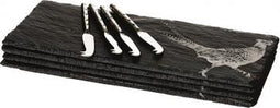 Kaasplankjes Fazant - 4 stuks met mesjes - Cadeauset - Just Slate Company Scotland