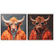 Schilderij Home ESPRIT Grijs Oranje Koe Modern Coating 82 x 4,5 x 82 cm (2 Stuks)