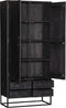 Kabinet kast Milan zwart Mangohout en staal 90 cm - zwarte kast met deuren - houten kast zwart