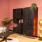 Kabinet kast Milan zwart Mangohout en staal 90 cm - zwarte kast met deuren - houten kast zwart