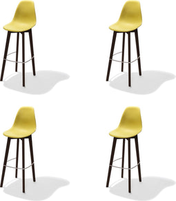 Keeve Stapelbare barkruk geel, berkenhouten frame en kunststof zitting - SET VAN 4