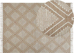 KACEM - Laagpolig vloerkleed - Beige - 160 x 230 cm - Katoen