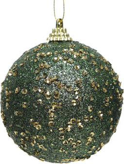 KAEMING B.V. - Groene kerstbal met gouden glitters 8 cm