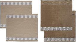 //DDDDD Combiset 2 theedoeken & 2 keukendoeken lace sand