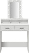 vidaXL - Kaptafel - met - LED-verlichting - - - Wit, - 79x41x140 - cm