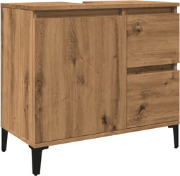 vidaXL - Wastafelkast - 65x33x60 - cm - bewerkt - hout - artisanaal - eikenkleurig