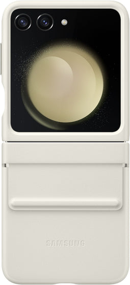 Samsung Galaxy Z Flip5 - Flip cover - Kunstleer - Krasbestendig Schokbestendig - Crème