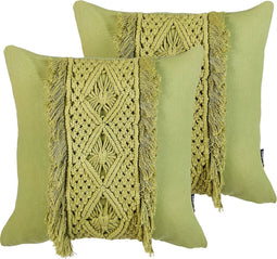 KALAM - Sierkussen set van 2 - Groen - 45 x 45 cm - Katoen