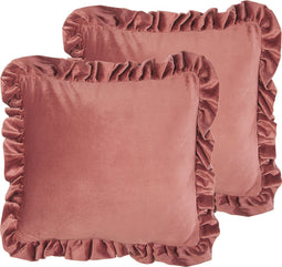 KALANCHOE - Sierkussen set van 2 - Roze - 45 x 45 cm - Fluweel