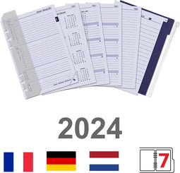 Kalpa 6305-24 A5 6 ringband Agenda Vulling - complete set- 1 Week per 2 Pagina's DE FR NL 2024