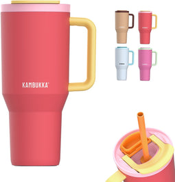 Kambukka Rio - Tumbler 950ml - Pink Papaya waterfles met Telescopisch rietje - Lek proof - BPA vrij