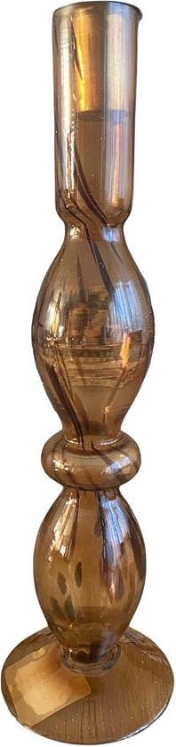 Kandelaar, luipaardprint, glas, 28.5 cm