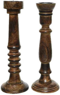 Kandelaar mangohout - 15x45cm - bruin wash