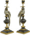 Kandelaars - papegaaien - brons en porselein - set van 2 - 48 cm hoog