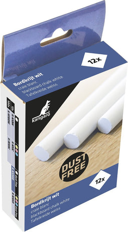 Kangaro bordkrijt - wit - stofvrij - 12 stuks - schoolbordkrijt - K-N12WD