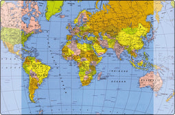 Kangaro bureau onderlegger - 57,9 x 37,9 cm - wereldkaart - karton - met insteekvakken - K-0014W501