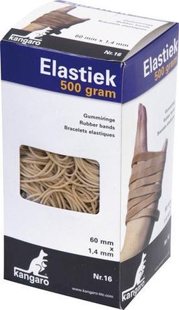 Kangaro elastiek - nr. 16 - 60 x 1,5 mm - 500 gram - naturel elastieken - elastiekjes - K-5006-500