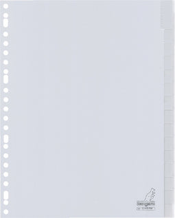 Kangaro tabbladen - A4 - 15-delig met venster - PP 120 micron - grijs - 23-gaats - G415FM