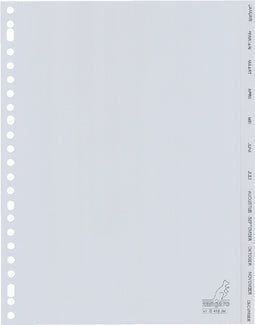 Kangaro tabbladen - A4 - PP 120 micron - grijs - 23-gaats - 12-delig maand - G412JM