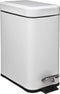 5Five Prullenbak/pedaalemmer - wit - rvs metaal - 5 liter - 14 x 29 x 30 cm - badkamer/toilet