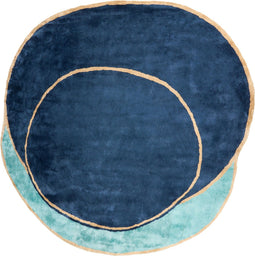 KANRACH - Vloerkleed - Marineblauw - 200 x 200 cm - Viscose