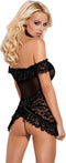 Kanten Babydoll en String - Zwart