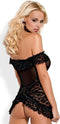 Kanten Babydoll en String - Zwart